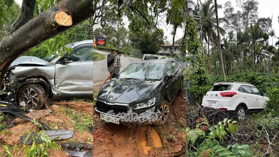 Serial accident in Virajpet A major disaster averted