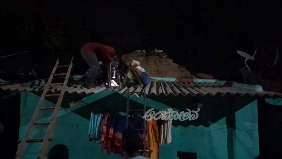 Collapse of the roof of the house along with the wall