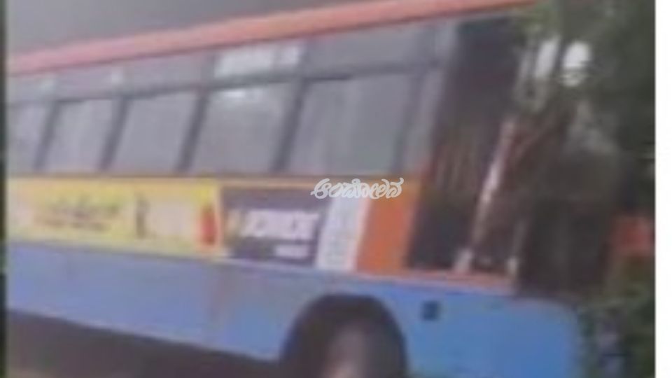 KSRTC bus veered off the road after the driver lost control